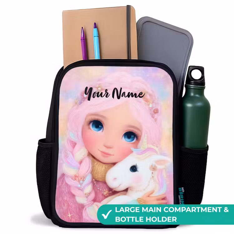 Kids backpack - Black - Girl - Unicorn - Pink — 10