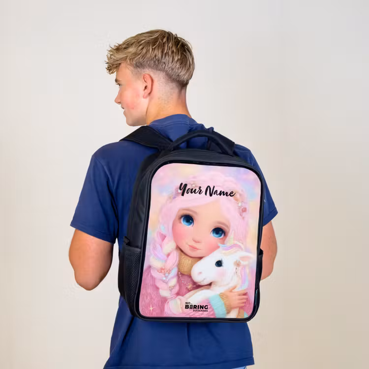 Kids backpack - Black - Girl - Unicorn - Pink — 5