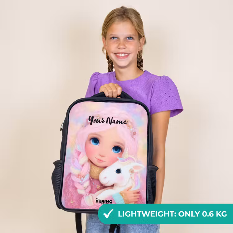Kids backpack - Black - Girl - Unicorn - Pink — 9