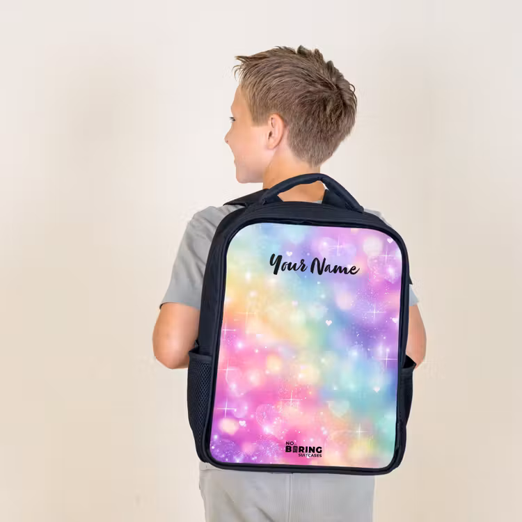 Kids backpack - Black - Light - Rainbow - Hearts — 2