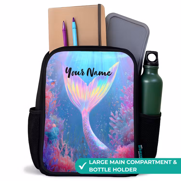 Kids backpack - Black - Mermaid - Coral - Water — 10