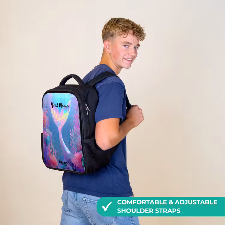 Kids backpack - Black - Mermaid - Coral - Water — 11
