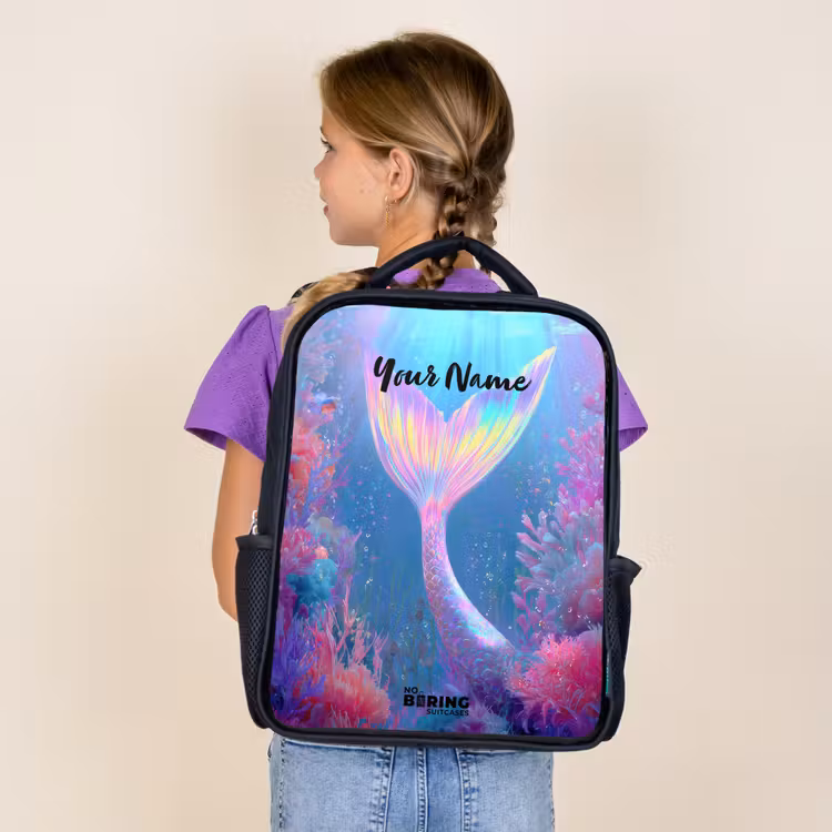 Kids backpack - Black - Mermaid - Coral - Water — 4
