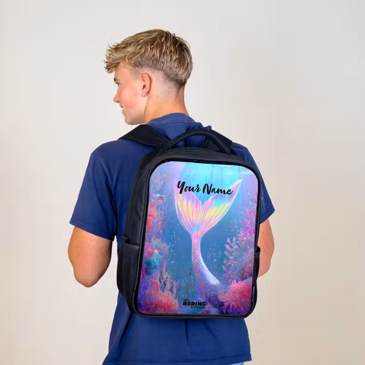 Kids backpack - Black - Mermaid - Coral - Water — 5