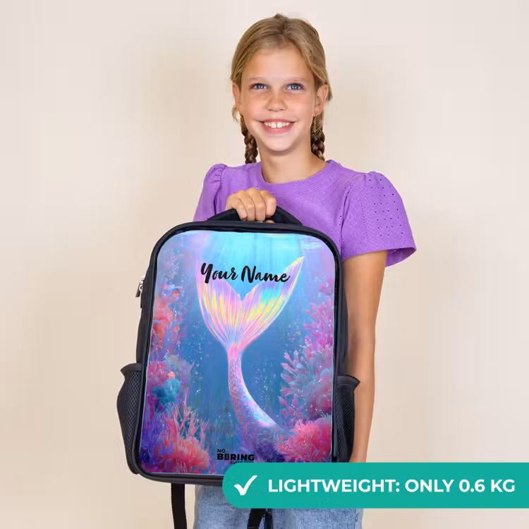 Kids backpack - Black - Mermaid - Coral - Water — 9