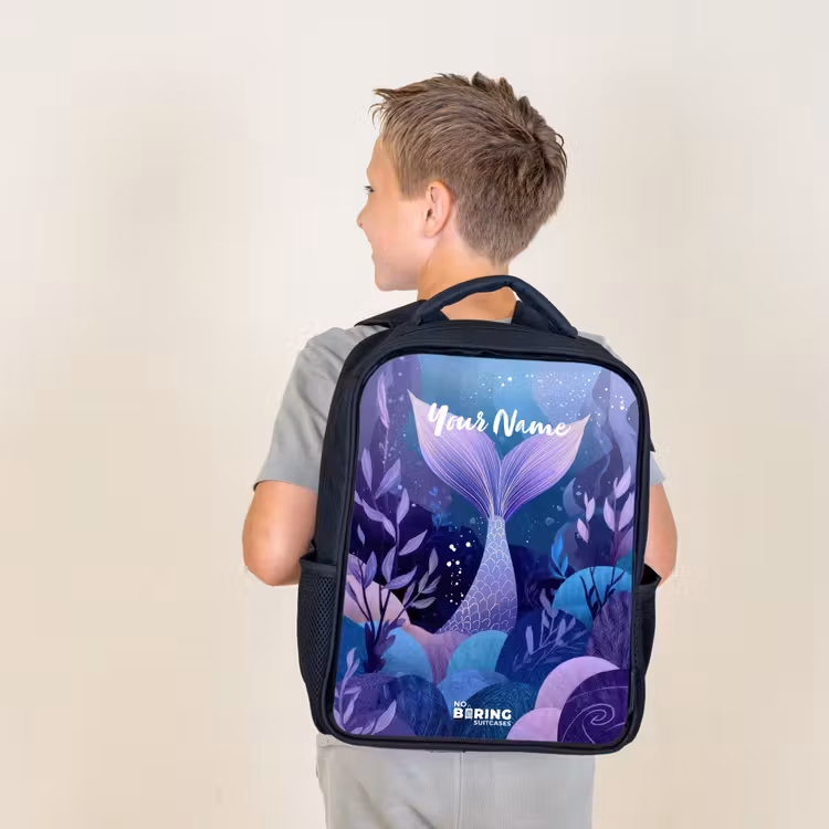 Kids backpack - Black - Mermaid - Underwater - Purple - Blue — 2