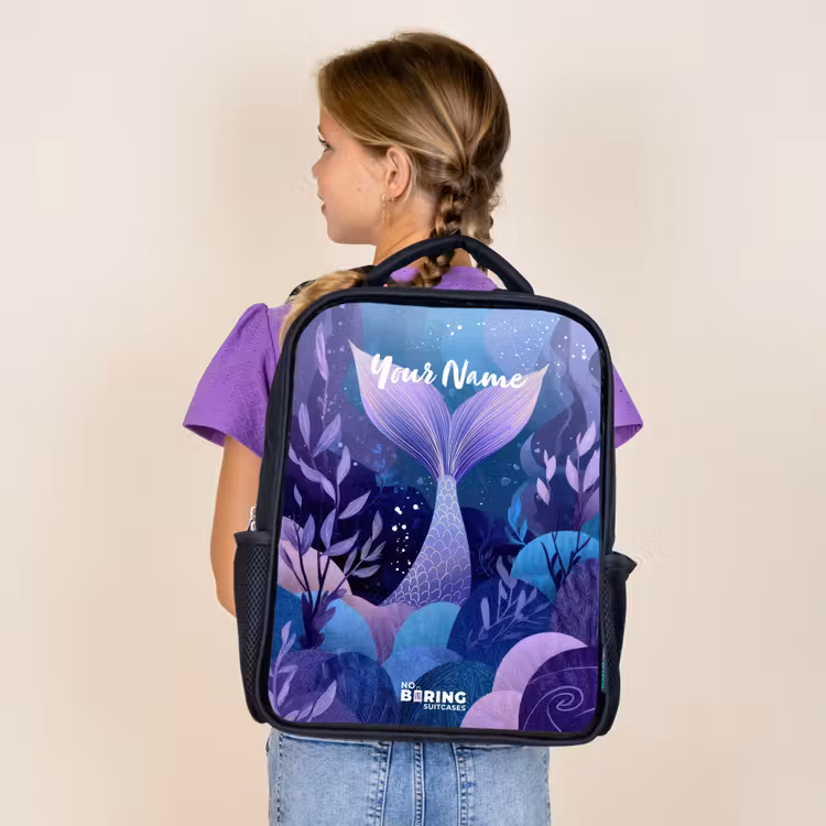 Kids backpack - Black - Mermaid - Underwater - Purple - Blue — 4