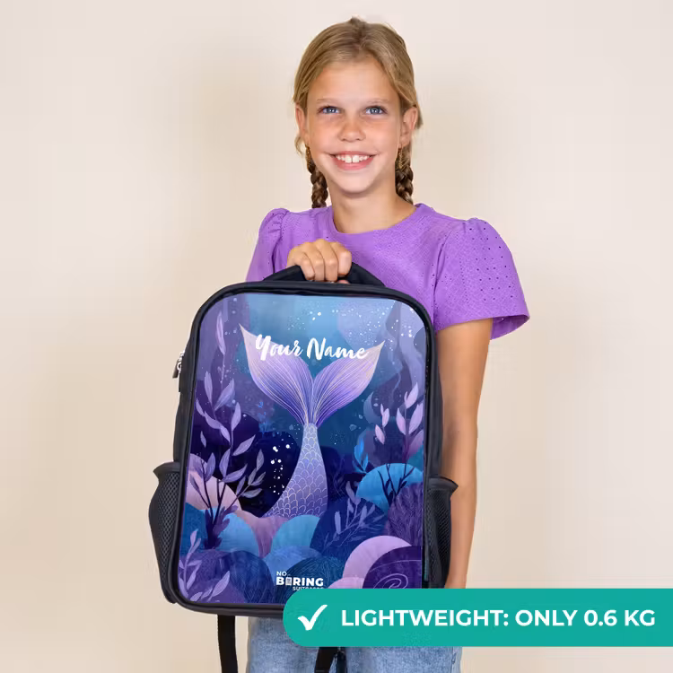 Kids backpack - Black - Mermaid - Underwater - Purple - Blue — 9