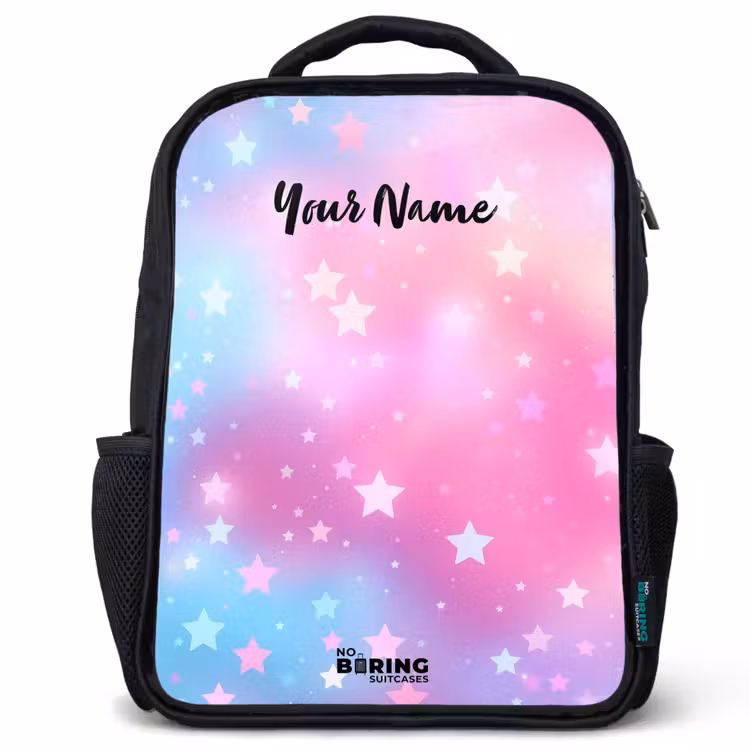 Kids backpack - Black - Stars - Pink - Blue — 1