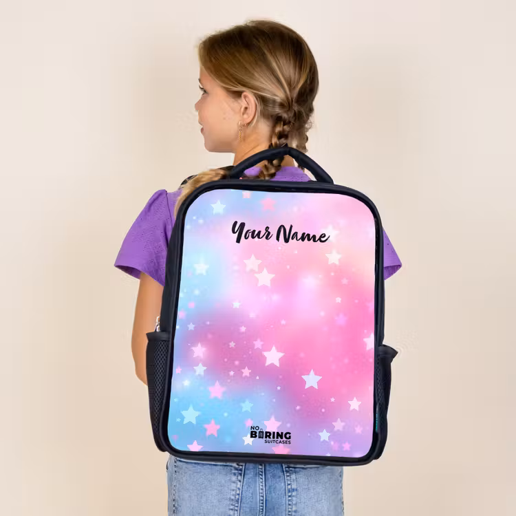 Kids backpack - Black - Stars - Pink - Blue — 4