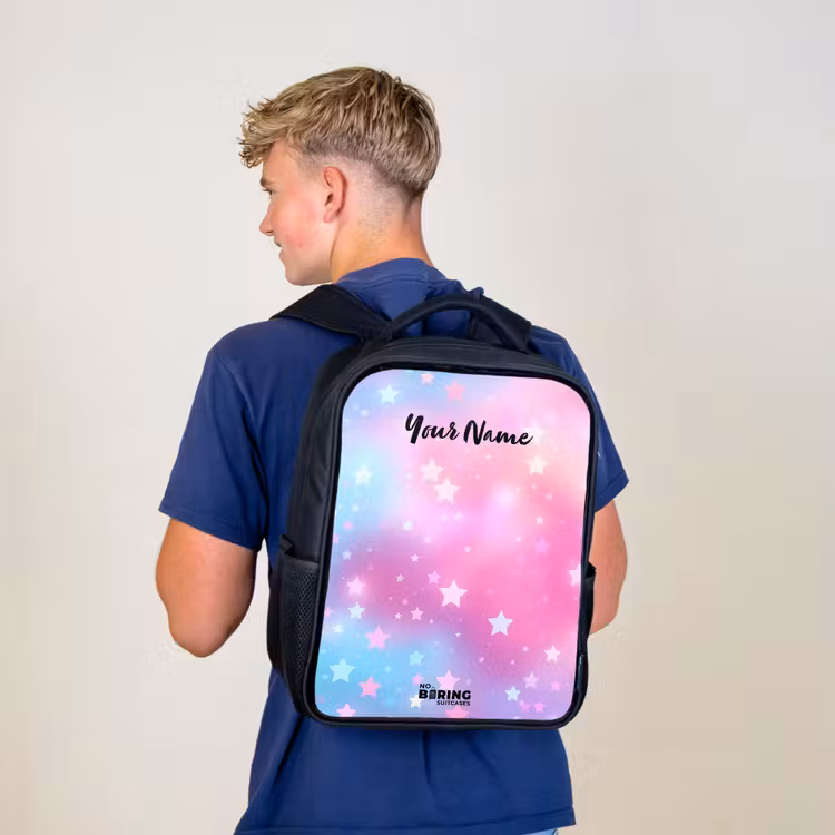 Kids backpack - Black - Stars - Pink - Blue — 5