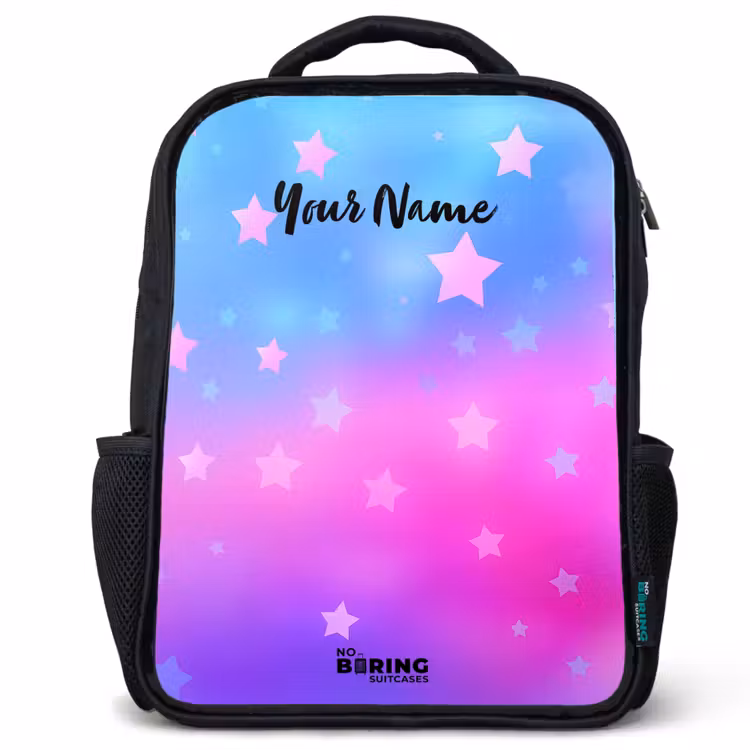 Kids backpack - Black - Stars - Pink - Blue — 1