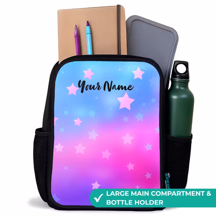 Kids backpack - Black - Stars - Pink - Blue — 10