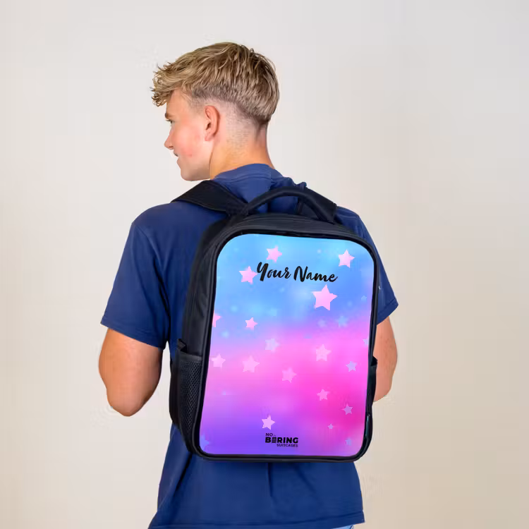 Kids backpack - Black - Stars - Pink - Blue — 5