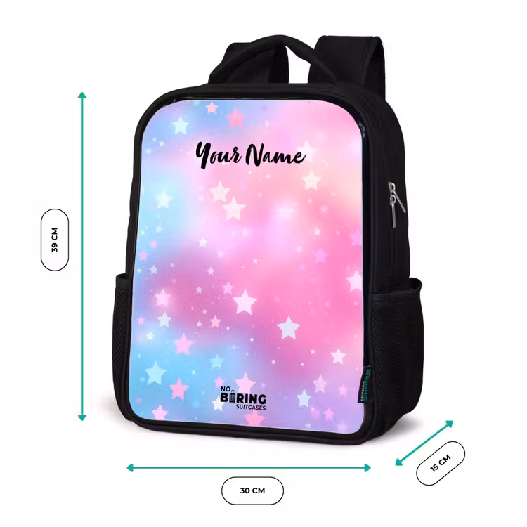 Kids backpack - Black - Stars - Pink - Blue — 8