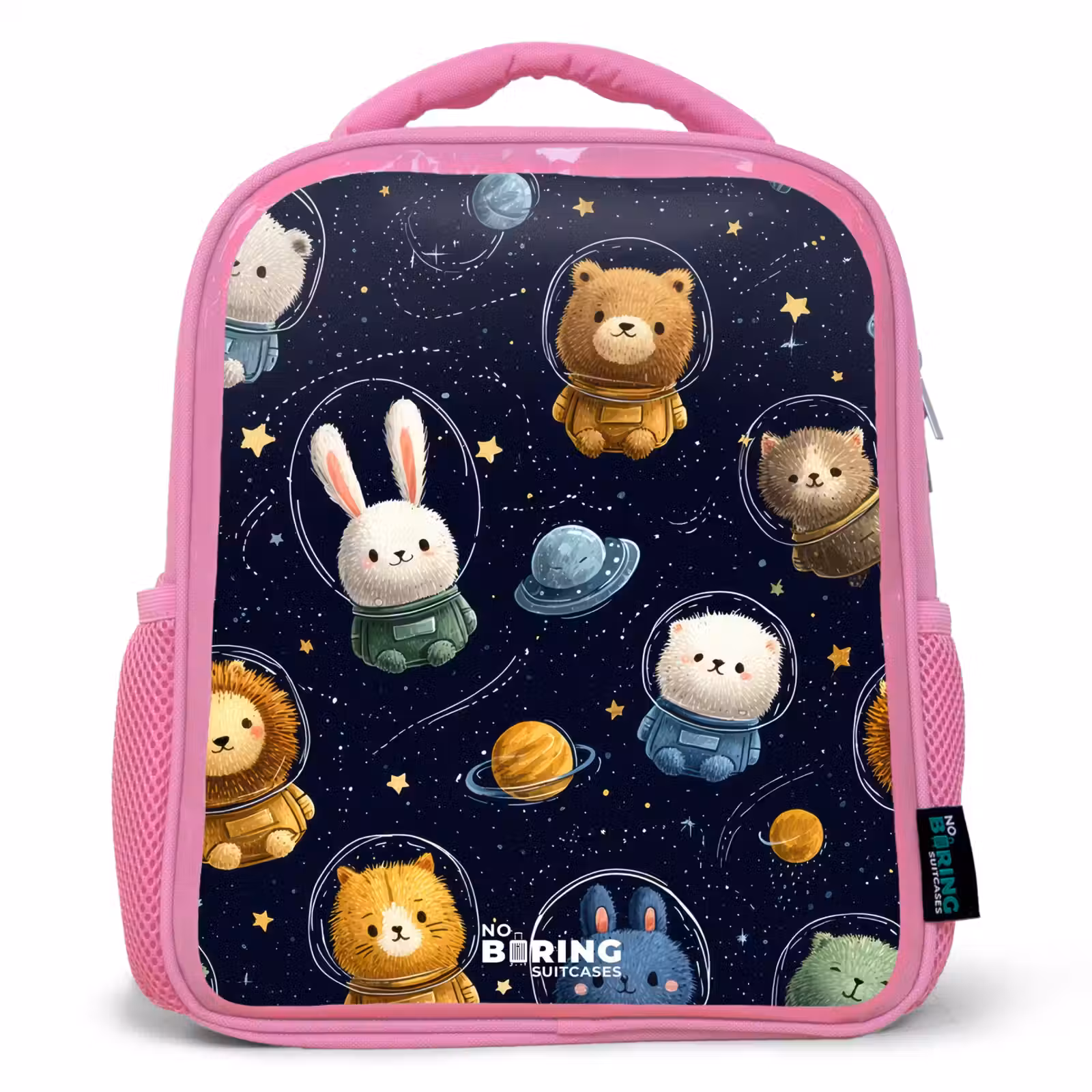Kids backpack - Pink - Animals - Astronaut - Planets - Stars — 1