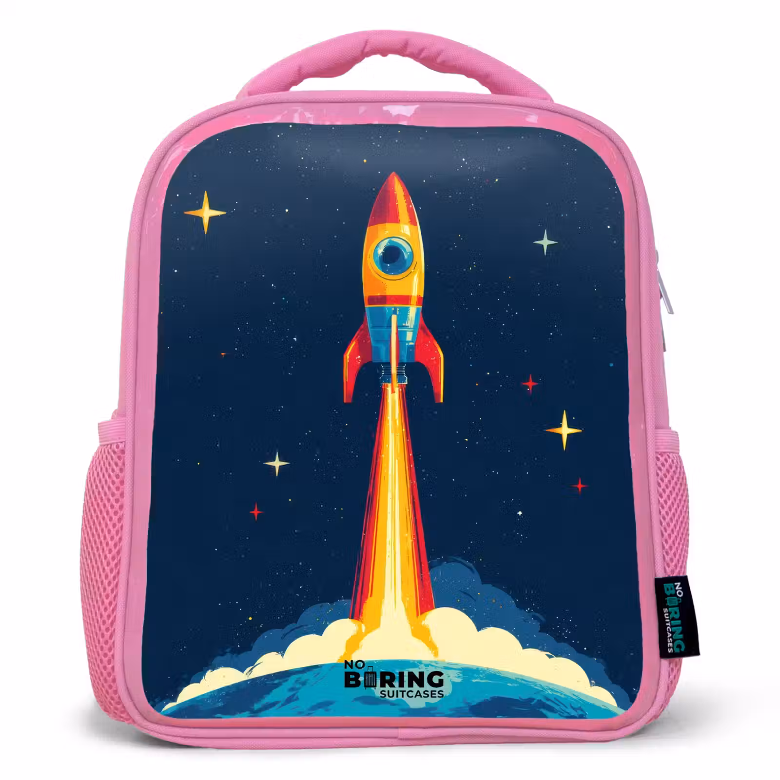 Kids backpack - Pink - Planet - Rocket - Stars - Dark blue — 1