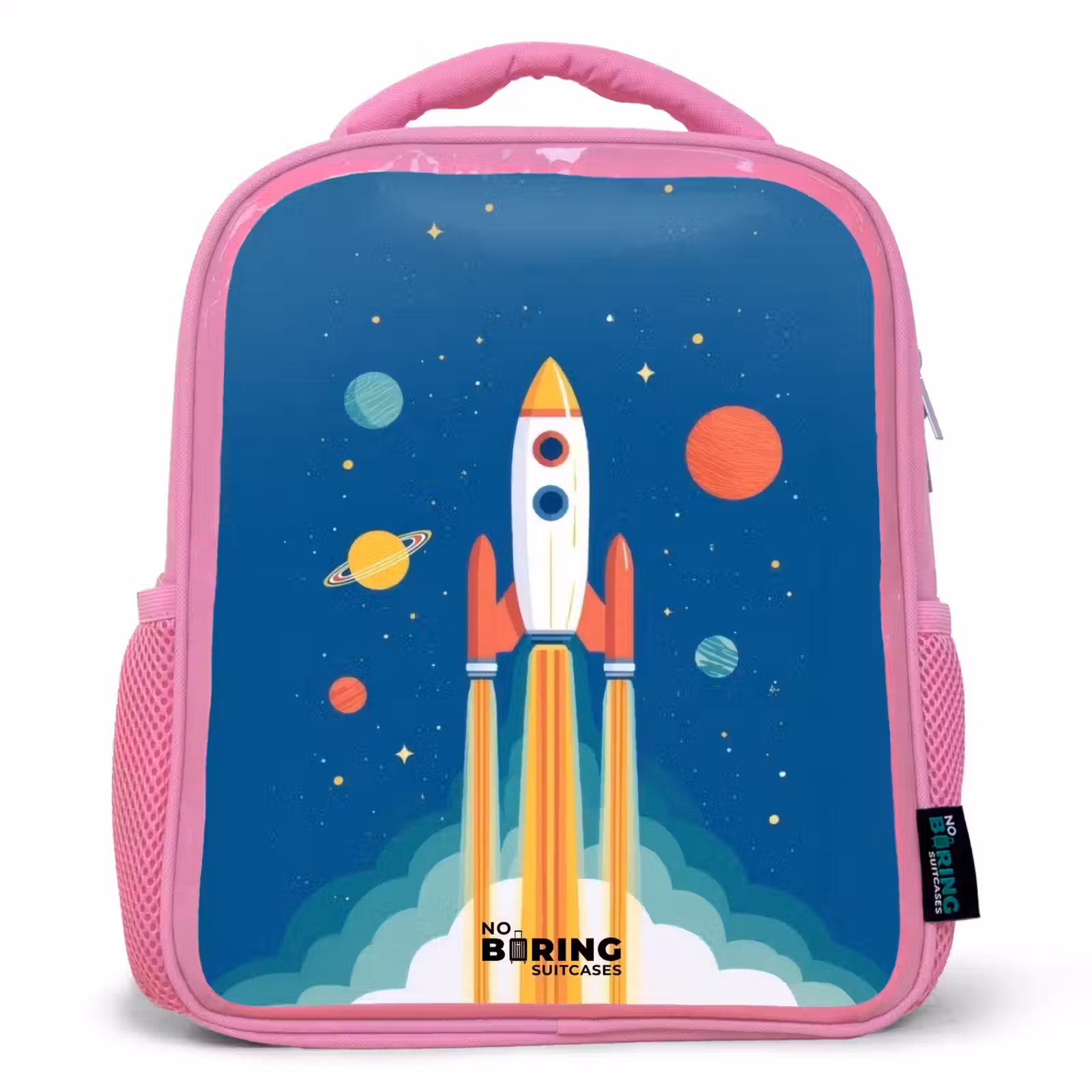 Kids backpack - Pink - Rocket - Planet - Stars - Multicolored — 1