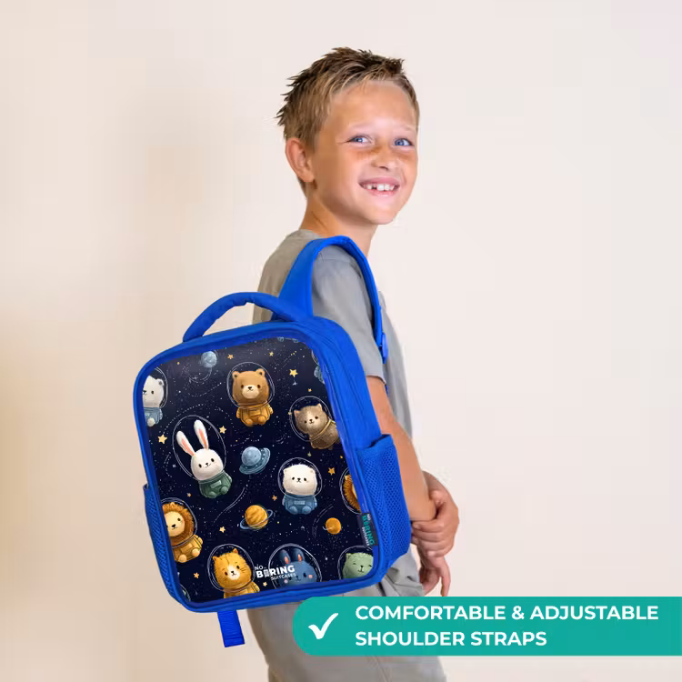 Kids backpack - Blue - Animals - Astronaut - Planets - Stars — 4