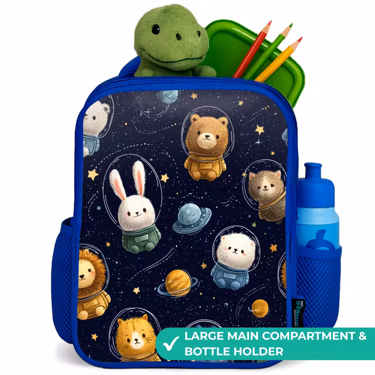 Kids backpack - Blue - Animals - Astronaut - Planets - Stars — 5