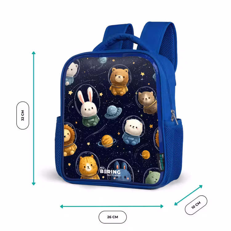 Kids backpack - Blue - Animals - Astronaut - Planets - Stars — 6