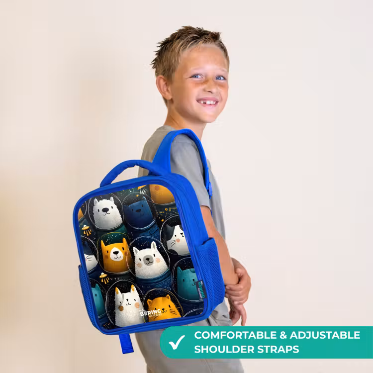 Kids backpack - Blue - Animals - Stars - Planets - Astronaut — 4