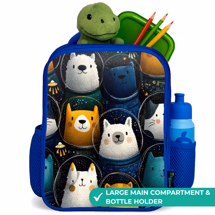 Kids backpack - Blue - Animals - Stars - Planets - Astronaut — 5