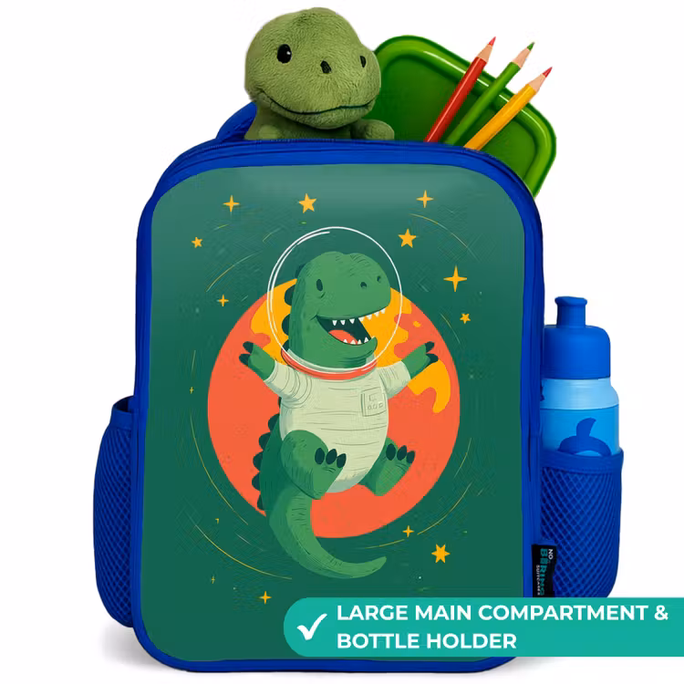 Kids backpack - Blue - Dino - Planet - Stars - Green — 5