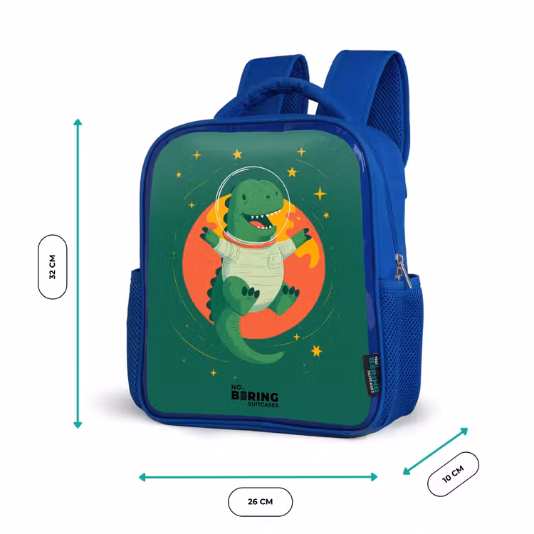 Kids backpack - Blue - Dino - Planet - Stars - Green — 6