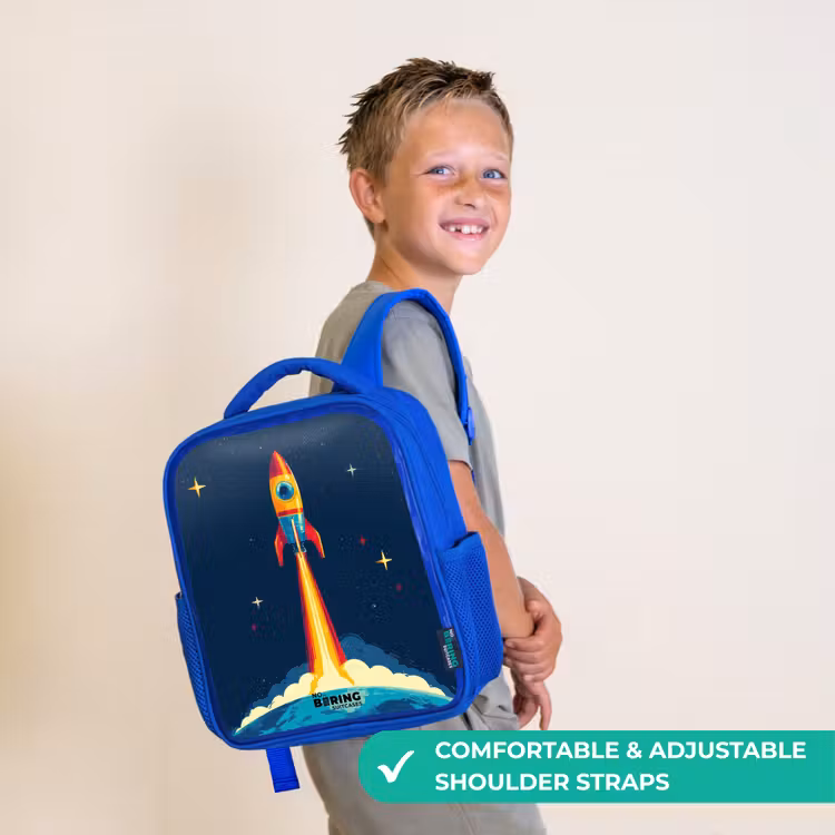 Kids backpack - Blue - Planet - Rocket - Stars - Dark blue — 4