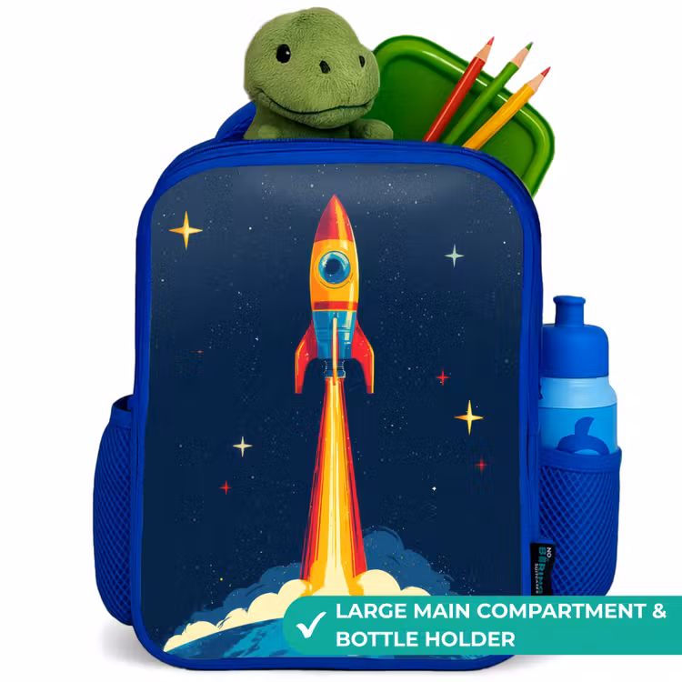 Kids backpack - Blue - Planet - Rocket - Stars - Dark blue — 5
