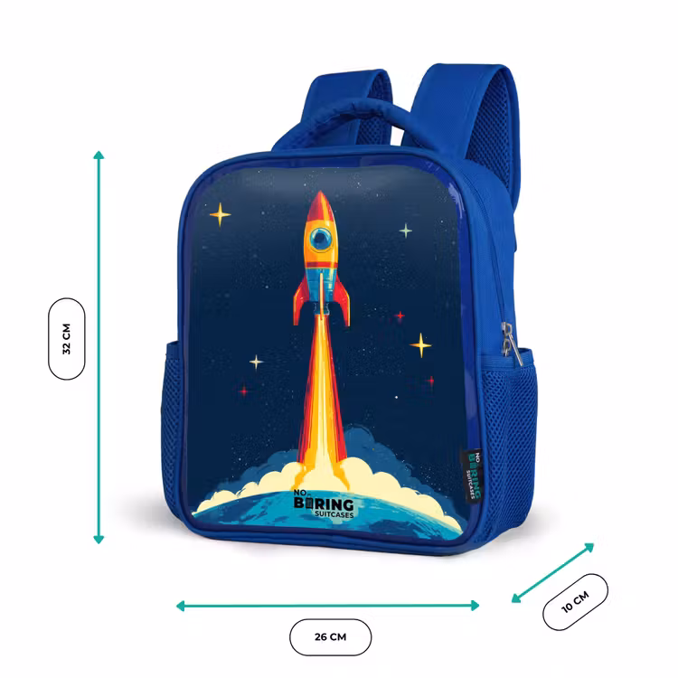 Kids backpack - Blue - Planet - Rocket - Stars - Dark blue — 6