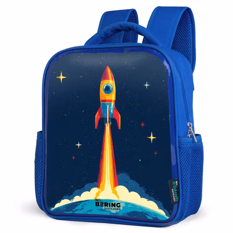 Kids backpack - Blue - Planet - Rocket - Stars - Dark blue — 7