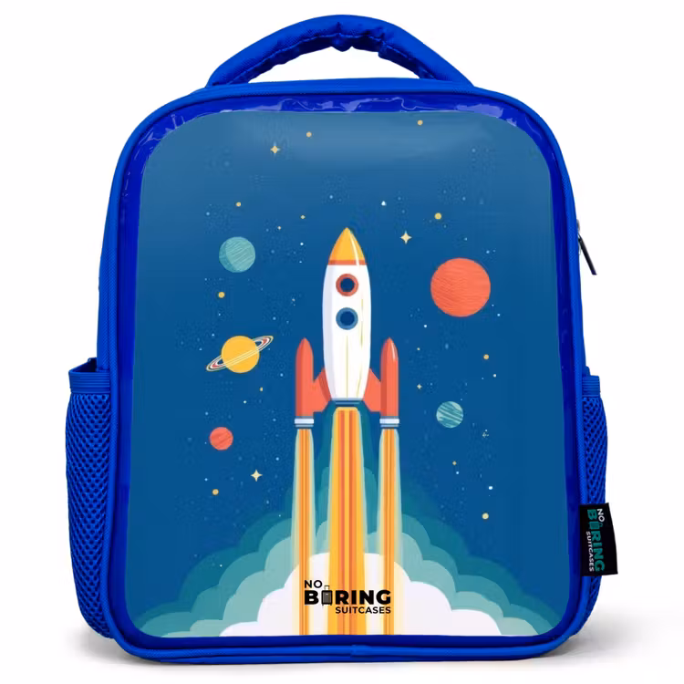 Kids backpack - Blue - Rocket - Planet - Stars - Multicolored — 1