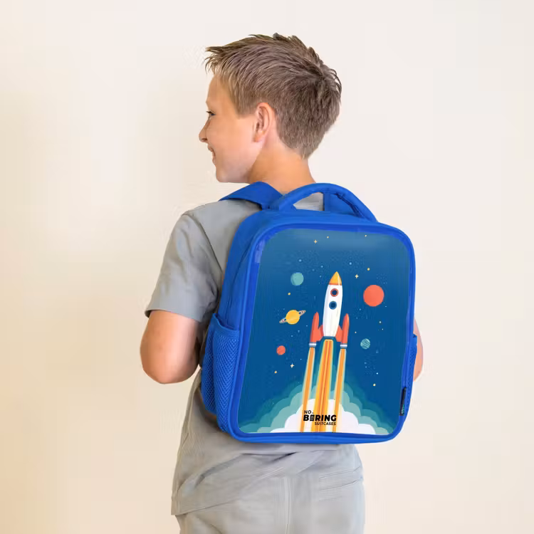 Kids backpack - Blue - Rocket - Planet - Stars - Multicolored — 2