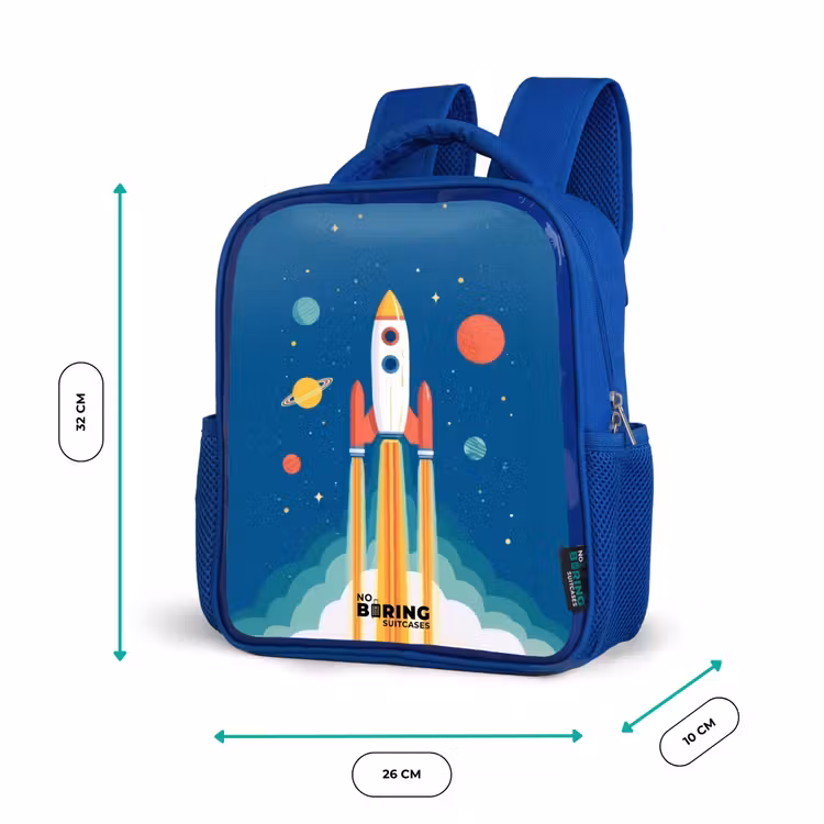 Kids backpack - Blue - Rocket - Planet - Stars - Multicolored — 6