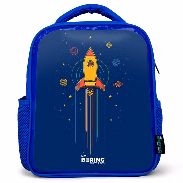Kids backpack - Blue - Rocket - Planets - Stars — 1