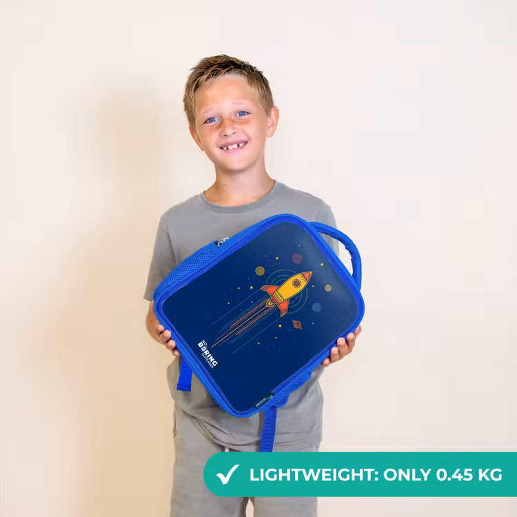 Kids backpack - Blue - Rocket - Planets - Stars — 3