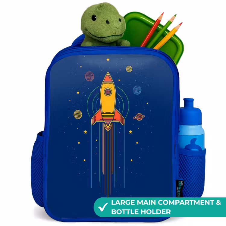 Kids backpack - Blue - Rocket - Planets - Stars — 5