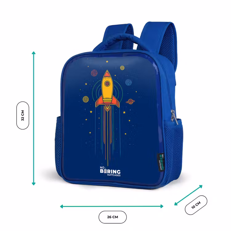 Kids backpack - Blue - Rocket - Planets - Stars — 6