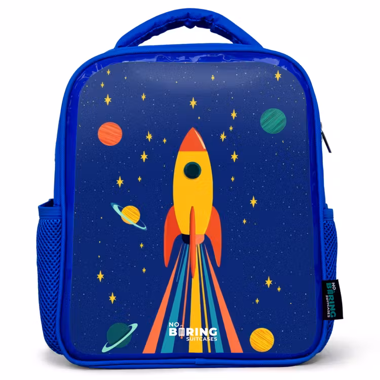 Kids backpack - Blue - Rocket - Stars - Planet - Space — 1