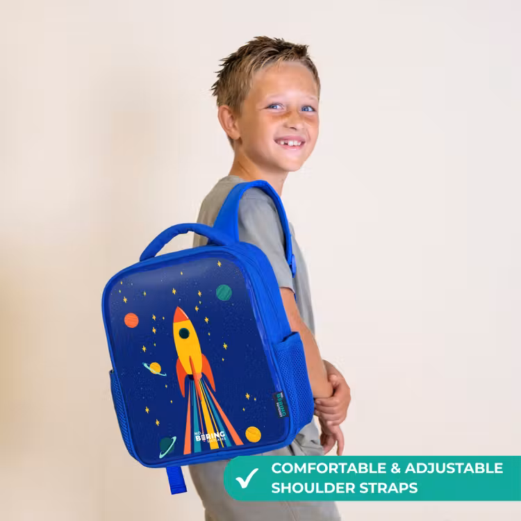 Kids backpack - Blue - Rocket - Stars - Planet - Space — 4