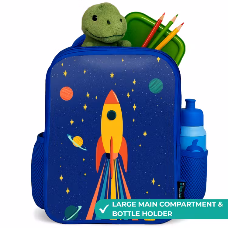 Kids backpack - Blue - Rocket - Stars - Planet - Space — 5