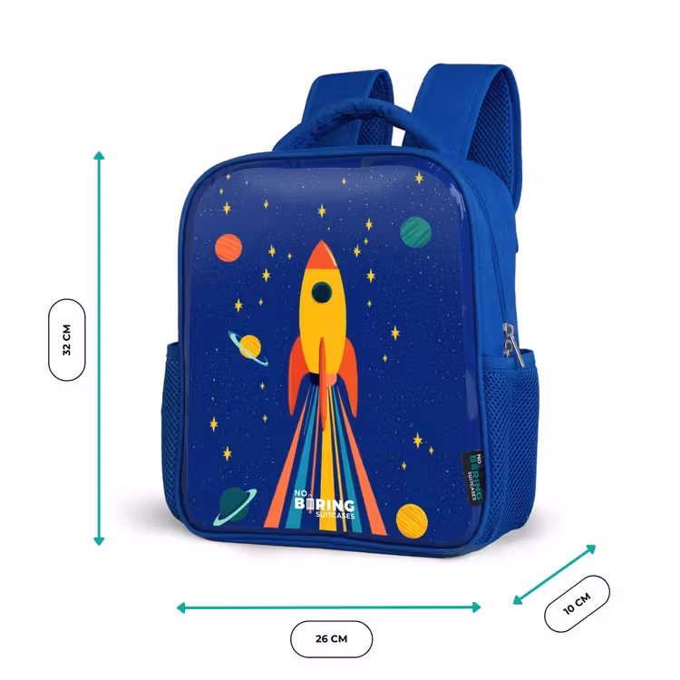Kids backpack - Blue - Rocket - Stars - Planet - Space — 6