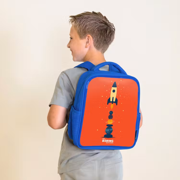 Kids backpack - Blue - Rocket - Stars - Planets — 2