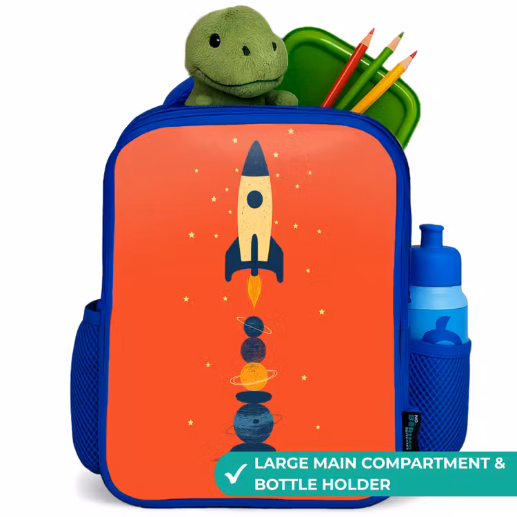 Kids backpack - Blue - Rocket - Stars - Planets — 5