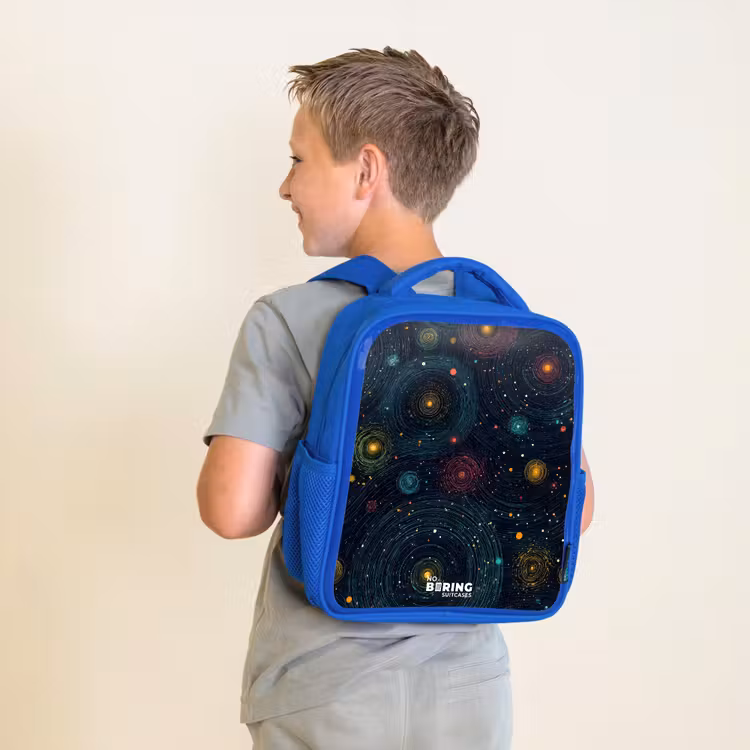Kids backpack - Blue - Stars - Planets - Colorful — 2