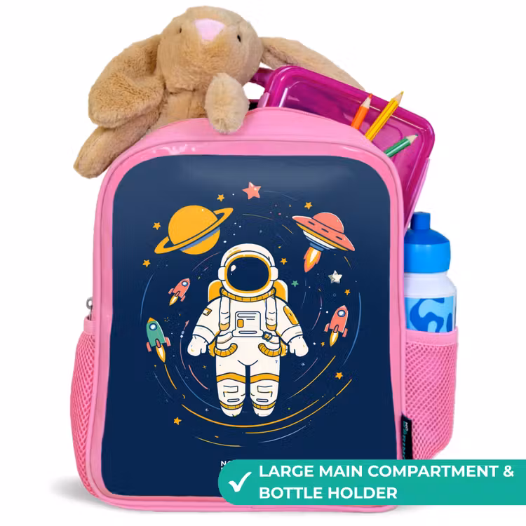 Kids backpack - Pink - Astronaut - Planet - Stars - Rocket — 2