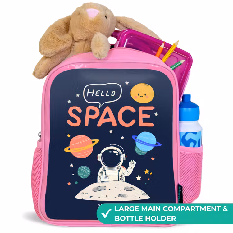 Kids backpack - Pink - Astronaut - Quote - Planets - Stars — 2