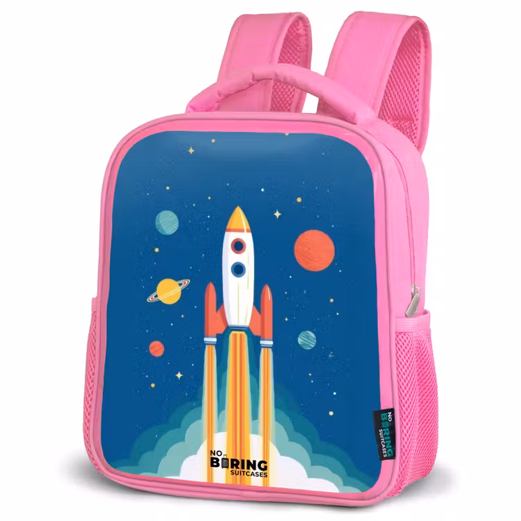 Kids backpack - Pink - Rocket - Planet - Stars - Multicolored — 4